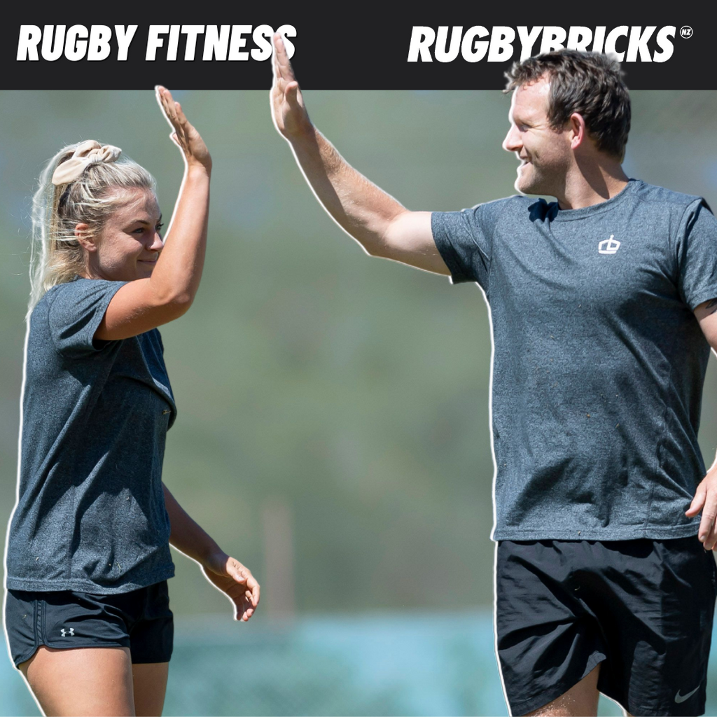 Two Rugby Players High-fiving over Fitness Drills for Rugby 