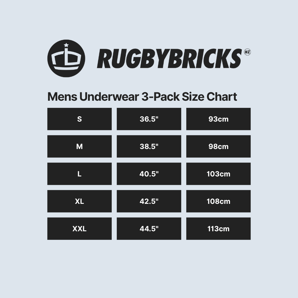 RB Mens Underwear 3 - Pack - Rugby Bricks - RB-UW-SB - 